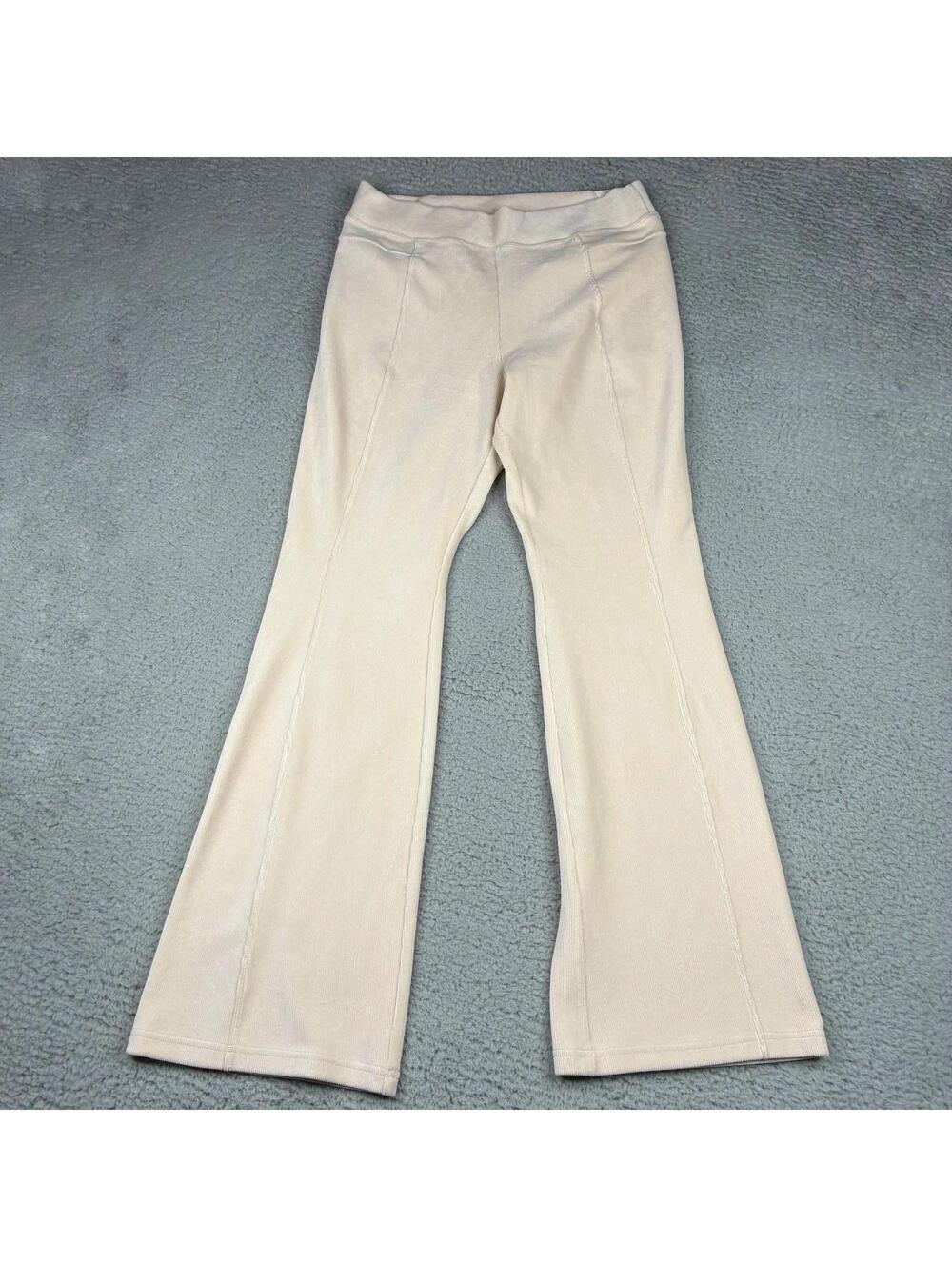 Aerie Womens XL Beige Corduroy Velour Wide Leg Flare Pants American Eagle NWT